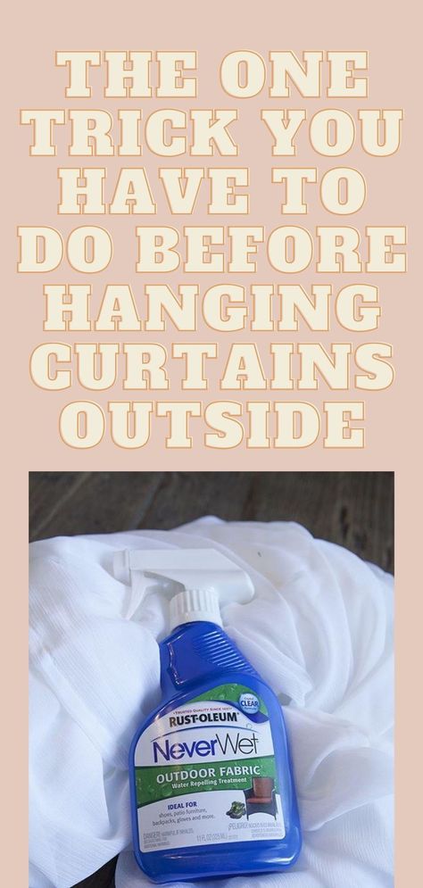 A very easy way to keep your outdoor curtains fresh - do this before you hang them! Weighted Outdoor Curtains, Floating Outdoor Curtains, Back Patio Curtains Outdoor Drapes, Garden Curtains Outdoor Spaces, Curtains For Outdoor Patio, Diy Porch Curtains Outdoor Drapes, Patio Drapes Outdoor, How To Hang Patio Curtains, Diy Outdoor Curtains Waterproof