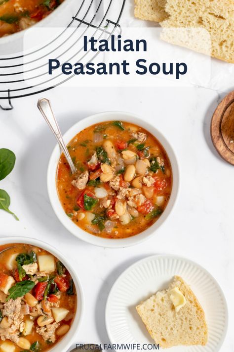 Italian Peasant Soup, Peasant Recipes, Peasant Soup Recipe, Peasant Soup, Allergy Free Baking, Peasant Food, Zucchini Soup, Farm Wife, Easy Mediterranean Diet Recipes