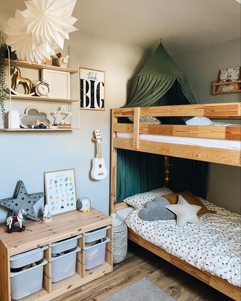 Small Room For Siblings, Brothers Room Ideas Shared Bedrooms Bunk Bed, Shared Bunk Bed Rooms, Small Sibling Room Ideas, Bunk Bed Shared Room, Small Kids Room For Two, Shared Sibling Room, Brother And Sister Bedroom, Sibling Bedroom Ideas Brother Sister Shared Rooms Bunk Bed