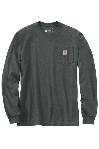 Carhartt K126 Long Sleeve Pocket T-Shirt for Men in Gray | K126-354 – Glik's Carhartt Long Sleeve, Carhartt Womens, Carhartt Workwear, Carhartt Mens, Pocket Tshirt, Pocket Tee, T Shirt For Men, Short Tops, Short Sleeves Tops