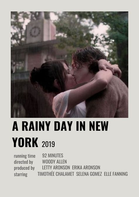 A Rainy Day In New York Movie Poster, A Rainy Day In New York Poster, A Rainy Day In New York, Rainy Day In New York, New York Movie, New York Poster, Gloomy Day, Woody Allen, Willy Wonka