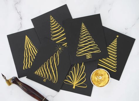 6 Simple Ways to Make a Calligraphy Christmas Tree – The Postman's Knock Holiday Calligraphy, Calligraphy Christmas, Learn Modern Calligraphy, Christmas Card Tutorials, Simple Calligraphy, Hand Lettered Christmas, Mail Art Envelopes, Creative Birthday Cards, Christmas Calligraphy