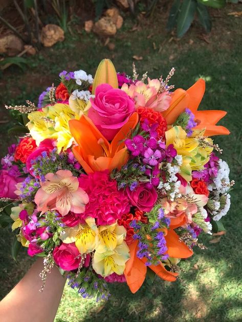 Bright Flower Bouquets, Colorful Flowers Aesthetic, Tropical Flower Arrangements Wedding, Tropical Flower Bouquet, Tropical Bouquet, Tropical Flower Arrangements, Boquette Flowers, Prom Flowers, Flowers Bouquet Gift