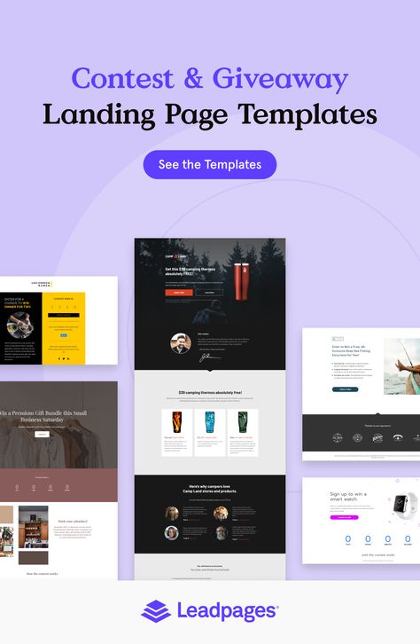 Contest & Giveaway Landing Page Templates Product Landing Page, Landing Page Examples, Prize Giveaway, Web Design Graphic, Homepage Design, Small Business Saturday, Landing Pages, Giveaway Contest, Premium Gift