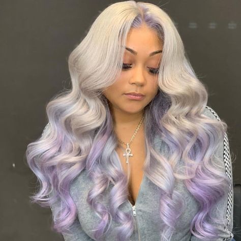 Blonde And Lavender Hair, Dreamy Style, Blonde Bob Wig, Soft Lavender, Lavender Hair, Flat Twist, Fringe Hairstyles, Hair Laid, Hairstyles Ideas