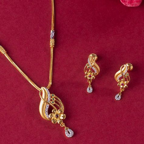 22k Gold Chain Designs For Women, Gold Chain With Earrings Set, Gold Pendal Set Design, Gold Chain And Pendant Set, Gold Pendal Design, Gold Chain Set Designs For Women, Gold Pendant Jewelry With Price, Chain Set Design In Gold, Pendal Set Design In Gold Simple