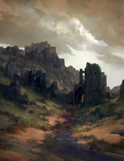 ArtStation - Black Fortress ruins, Tomas Duchek Jaime Lannister, Fantasy City, Fantasy Castle, Arya Stark, Fantasy Setting, Fantasy Places, Fantasy Art Landscapes, Fantasy Concept Art, Landscape Illustration