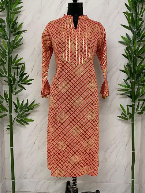 Stand Collar Kurti, Stand Collar Kurti Pattern, Straight Kurti Design, Kurti Neckline, Collar Kurti, Kurti Pattern, Simple Kurta, Gota Patti Work, Smart Wear