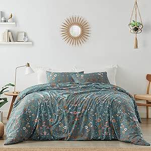 Turquoise Duvet Cover, Bohemian Farmhouse, Flower Bedroom, Set Bedroom, Bed Bedding, Wildflower Garden, Floral Duvet, Comforter Cover, Blue And Orange