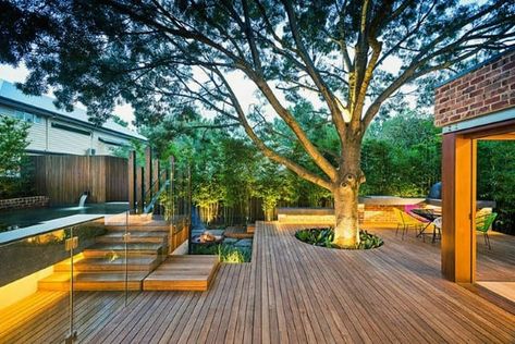 Top 60 Best Backyard Deck Ideas - Wood And Composite Decking Designs Modern Backyard Design, Contemporary Backyard, Contemporary Deck, Kolam Air, Modern Deck, Floating Deck, Wooden Deck, Modern Backyard Landscaping, Entertainment Design