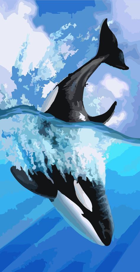 Whales Painting, Ocean Animals Drawing, Orca Whale Art, Orca Drawing, Orca Painting, Canvas Acrylic Painting Ideas, Painting Ideas On Canvas Acrylic, Acrylic Painting Ideas On Canvas, Cute Painting Ideas