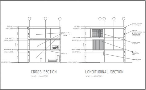 Cross section plan and longitudinal section plan detail dwg file Longitudinal Section Architecture, Cross Section Architecture, Section Plan, Longitudinal Section, Corporate Building, Circular Buildings, 3d Architect, Architectural Sculpture, Drawing Block