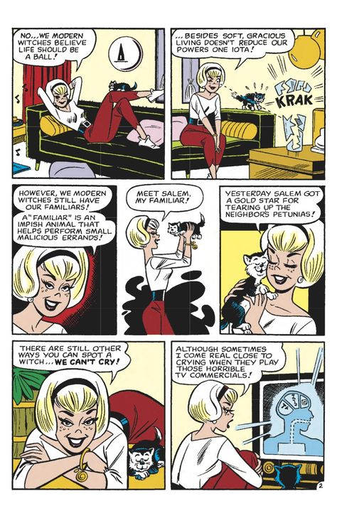 Last week it was confirmed that Sabrina the Teenage Witch would return to television, in the form of a new cartoon on The Hub, written by a Buffy writing alumni, in which Sabrina is still a witch… but also spends a healthy amount of time fighting bad guys and hiding her magical powers from the normal world. Blatant cross-pollination stemming form the rise of the superhero in mainstream media? Sure, but dang if I’m not into it. Sabrina Cartoon, Pop Art Comic Girl, Archie Comic Books, Sabrina The Teenage Witch, Halloween Eve, Josie And The Pussycats, Chilling Adventures Of Sabrina, Betty And Veronica, Sabrina Spellman