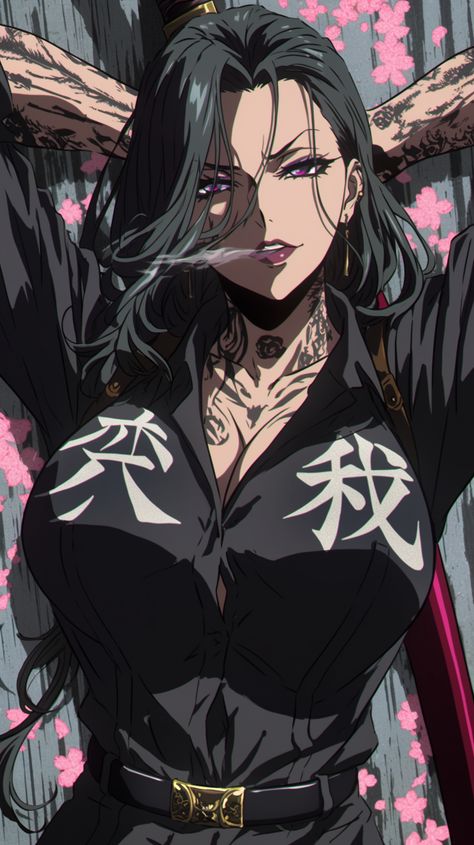 Yakuza Female, Badass Women Anime, Anime Yakuza Woman, Female Prisoner Art, Yakuza Woman Art, Female Yakuza Character Design, Female Yakuza, Yakuza Girl, Punk Female Character Design