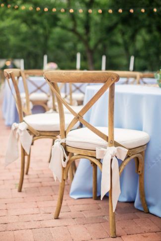 We rented specialty cross-back vineyard chairs with ivory bows on the back from Glamour & Woods. Wedding Chairs Reception, Bows On Ceremony Chairs, Bow On Chair Wedding, Wood Wedding Chairs, Bows On Chairs Wedding, Bows On Chairs, Wedding Chair, Chair Bows, Ceremony Chairs