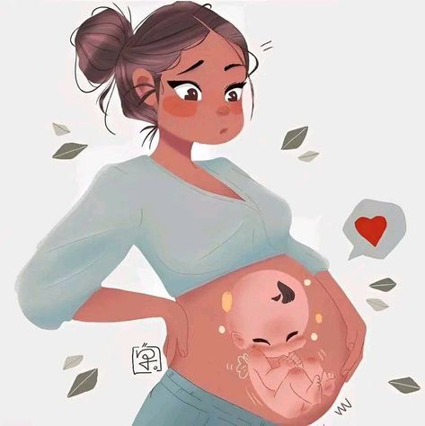 Pregnant Cartoon Characters, Pregnant Character Design, Breastfeeding Illustration, Pregnancy Cartoon, Pregnant Drawing, Pregnant Illustration, Pregnant Cartoon, Nurse Drawing, Pregnancy Illustration