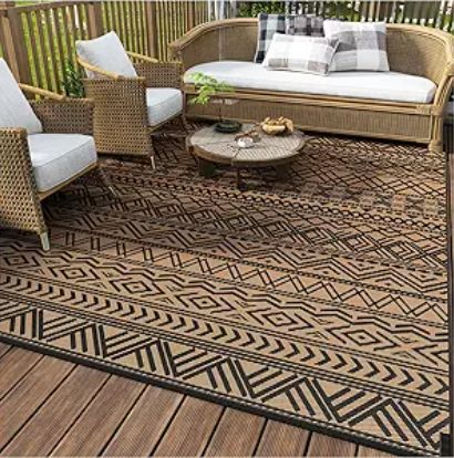 Amazon: MontVoo-Outdoor Rug Carpet Waterproof 6x9 ft Reversible Patio Rug RV Camping Rug-Plastic Straw Rug Outside Indoor Outdoor Area Rug for Patio Deck Balcony Picnic Beach Outdoor Decor Boho Black Brown;#Ad#Promotion Patio Rug Boho, Beach Outdoor Decor, Outdoor Rugs Patio Runner Waterproof, Balcony Picnic, Brown Boho Patio Outdoor Rugs, Black Patio Rug, Deck Rug, Sisal/jute Outdoor Patio Furniture Rugs, Straw Rug