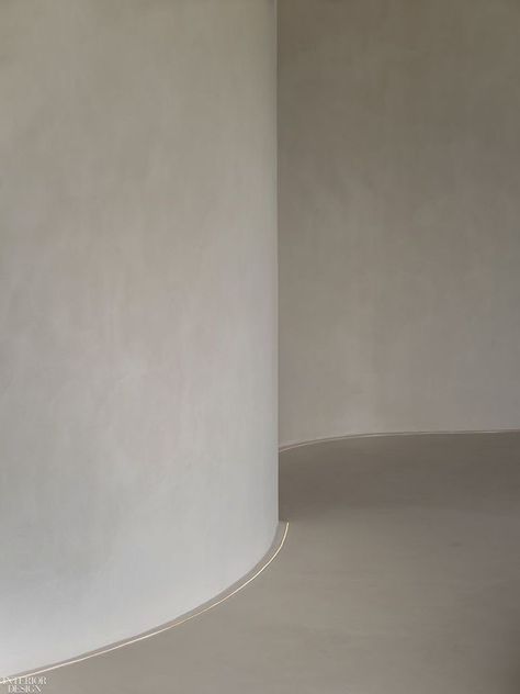 Sound Drawing, Spa House, Concrete Effect Paint, Modern Spa, Hangzhou China, Monochromatic Palette, Teal Accents, Minimal Lighting, Curved Walls