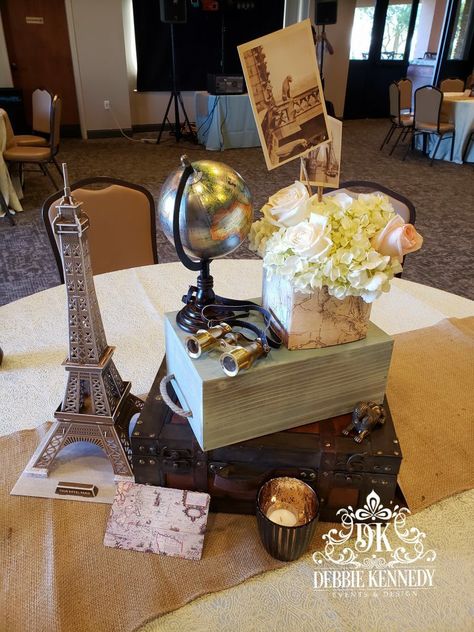 Around The World Prom Theme, Travel Centerpieces, Aviation Wedding Theme, Airplane Birthday Party Decorations, Travel Theme Bridal Shower, Graduation Party High, Travel Party Theme, Adventure Baby Shower, Renewal Wedding