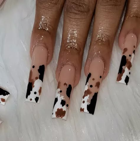 Rodeo Nails, Cow Print Nails, Cowboy Nails, Western Nails, Country Nails, Cow Nails, Diy Acrylic Nails, Edgy Nails, Print Nails