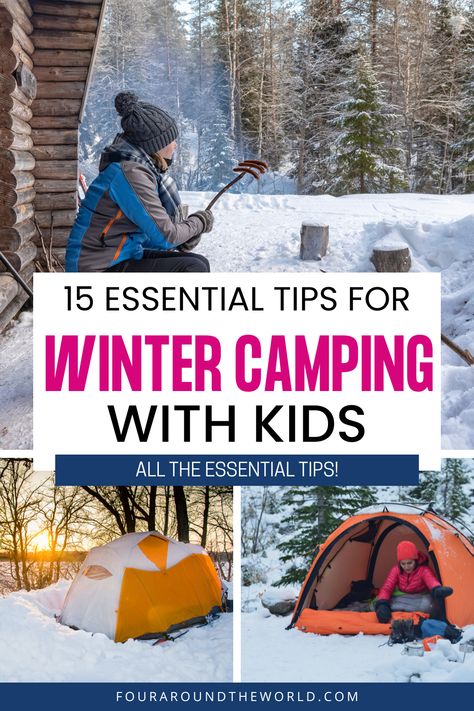 Winter camping with kids can be a fun and memorable experience, but it is important to be prepared for unusual circumstances that you might encounter during cold weather camping. Winter camping tips for families. Family camping trips in winter. Tips for camping in winter with children. Winter Camping Hacks, Camping In Winter, Camping Trip Essentials, Toddler Cold, Tent Camping Organization, Kids Camping Gear, Camping Supply List, Cold Camping, Camping Winter