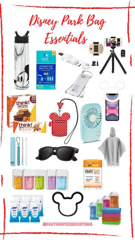 Disney Park Bag Essentials, Park Bag Essentials, Disney Park Bag, Universal Studios Orlando Trip, Disney Bucket List, Disney Trip Surprise, Packing List For Disney, Disney World Packing, Disney Essentials