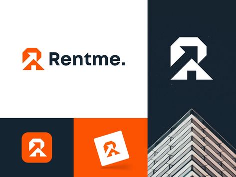 Rentme Logo | Real Estate, Home, Property Logo Design by Sumon Yousuf for Wonlift on Dribbble Logo Design For Real Estate, Property Management Logo Design, Property Logo Design Real Estates, Modern Real Estate Logo, Real Estate Logo Design Modern, Sales Logo Design, Real Estate Branding Design, Real Estate Brand Identity, Real Estate Logo Ideas