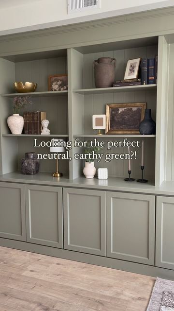 Green Swatches, Painted Built Ins, Built In Cabinet, Small Bookshelf, Room Wall Painting, Interior House Colors, Georgia Homes, Green Paint Colors, Feeling Inspired