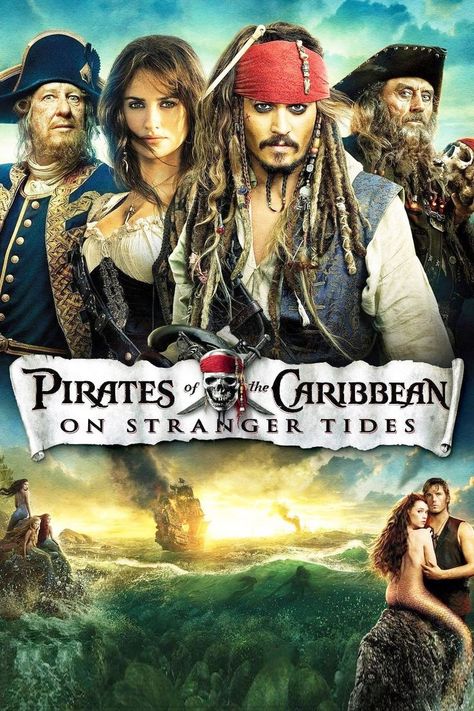 Hollywood Action Movies, Pirate Movies, Action Movie Poster, On Stranger Tides, Best Action Movies, Adventure Movies, Captain Jack Sparrow, Disney Live Action, English Movies