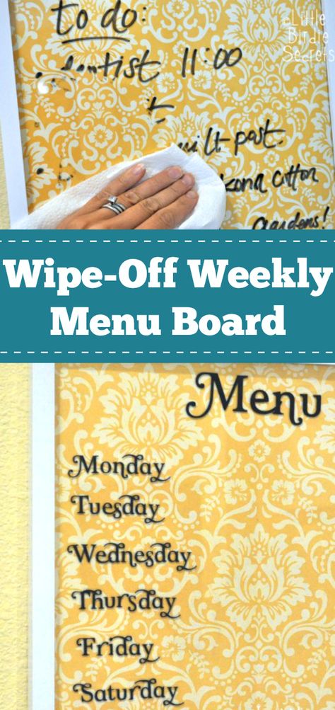 Wipe-Off Weekly Menu Board Menu Board Diy, Weekly Menu Boards, Diy Inspiration Board, Kitchen Inspiration Board, Christmas Gifts Cheap, Profitable Crafts, Diy Menu, Easy Crafts To Sell, Diy Summer Crafts