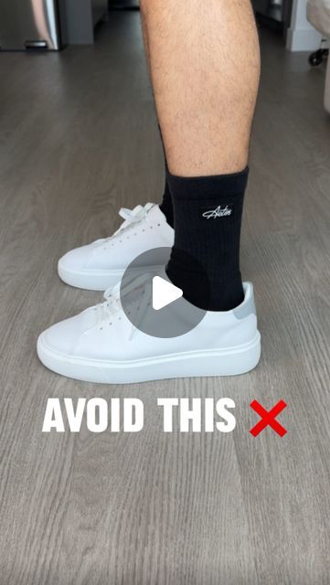 Josh Riquelme on Instagram: "How to choose the right socks with your outfit 🧦 this a loose guideline but a good one to follow in the case you’re unsure of which socks to wear with what. 

At the end of the day, fashion is subjective. Wear whatever makes YOU feel good!

Share this video with a friend if you found it helpful 🤝🏼

#mensfashion #menstyle #socks" Leggings And Socks Outfit Street Styles, How To Wear High Socks With Sneakers, Sneakers With Crew Socks Outfit, Black Crew Socks Outfit, 2024 Sock Trend, Tube Socks And Sneakers Outfit, Slouch Socks Outfit Sneakers, How To Style Long Socks, How To Wear Crew Socks Outfit