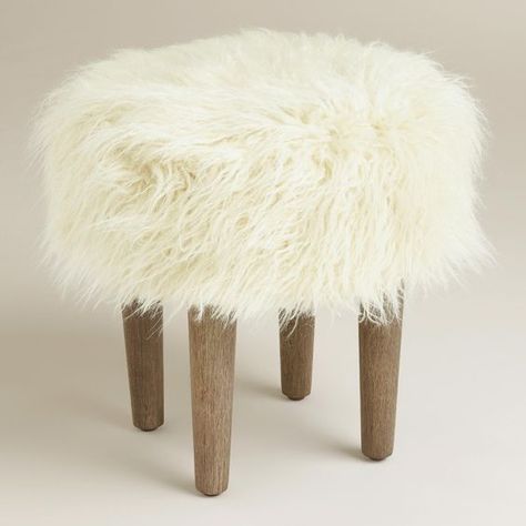 World Market Furniture, Fur Stool, Wool Shag Rug, Faux Fur Stool, Affordable Living Room Furniture, Blue Chairs, Oversized Chair Living Room, Leather Dining Room Chairs, Old Chairs