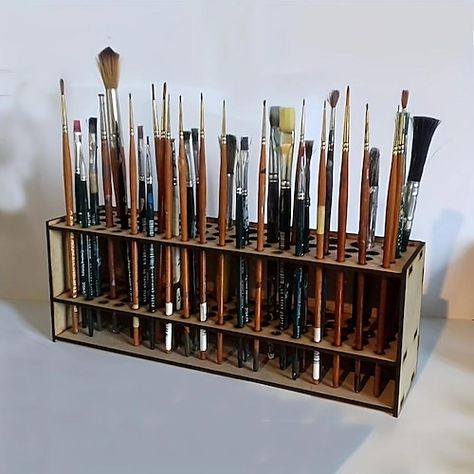 Home Art Studios, Paint Brush Holders, Pva Glue, Art Studio Organization, Art Studio Room, Cheap Art, Wooden Brush, Art Studio At Home, Pen Storage