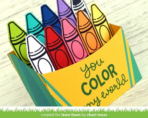 Lawn Fawn Video {4.24.19} Chari's Colors Crayon Box - Lawn Fawn Crayon Box Drawing, Keira Rose, Letter Drawings, Kawaii Vector, Teacher Lifestyle, Happy Human, Box Of Crayons, Color My World, Lawn Fawn Blog