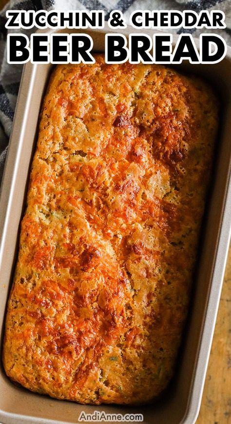 Zucchini Cheddar Beer Bread is an easy-to-make quick bread recipe with a crunchy outside and a soft moist inside. Zucchini Cheddar Cheese Herb Beer Bread, Zucchini Beer Bread, Cheddar Beer Bread, Zucchini Cheddar, Beef And Potato Stew, Baking Breads, Beer Bread Recipe, Quick Bread Recipe, Cooking Mama