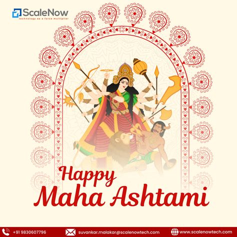 On Ashtami, wishing you strength, peace, and Maa Durga's blessings on this auspicious day! 
hashtag#Ashtami hashtag#DurgaPuja hashtag#scalenowtechnosolutions Maha Ashtami, Durga Maa, Latest Trends