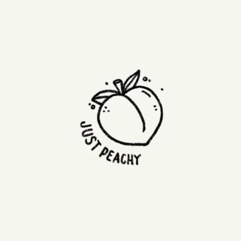 Cute Small Peach Tattoo, Cartoon Peach Tattoo, Peach Flash Tattoo, Peaches Tattoo Ideas, Mini Peach Tattoo, Peach Drawing Simple, Peach Tattoo Fine Line, Ga Peach Tattoo, Small Peach Tattoo Simple