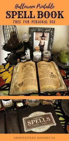 Free Halloween Sign Printables and decorations for your home Witches Spell Book, Potion Jars, Halloween Spell Book, Hocus Pocus Spell Book, Halloween Spells, Witch Potion, Halloween Printables Free, Witch Spell Book, Witch Spell