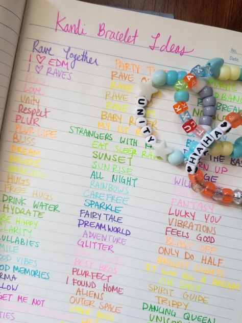 We love making kandi bracelet singles to trade at raves and festivals! It is so fun to come up with a cheeky unique phrase. Check out our list of over 200 ideas if you need help coming up with yours! #rave #festival #kandi Rave Kandi Words, Festival Bracelet Ideas, Edm Kandi Bracelets, Edc Candy Bracelets, Rave Necessities, Best Friend Kandi Bracelets, Fun Kandi Ideas, Rave Kandi Bracelets Sayings, Festival Bead Bracelets