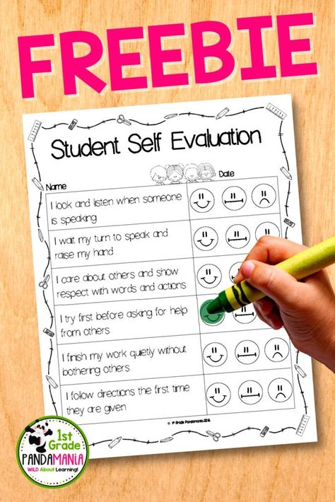 Here's a great parent conference FREEBIE to add to each folder when preparing for conferences! Students can fill out a simple self-assessment form and tuck it inside the parent folder. Grab this here at 1stgradepandamania.com Conference Tips, Student Self Evaluation, Self Evaluation, Parent Teacher Conference, Student Self Assessment, Student Rewards, Organized Teachers, Classroom Freebies, Teacher Conferences