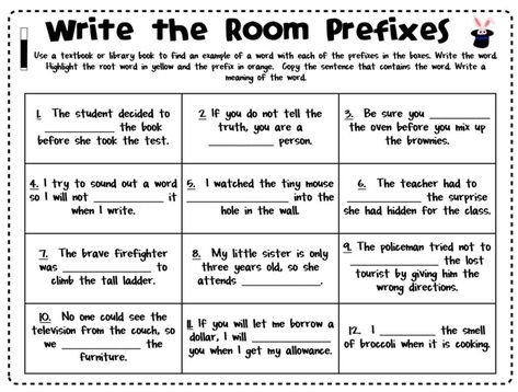 If you love to get kids up and moving, you'll love this prefix write the room activity. Work on grammar prefixes with this hidden set of cards placed around the room. Second grade students complete sentences with prefixes on a worksheet as they find the hidden cards. Prefixes Write the Room Worksheet Hide 12 cards with prefixes written on them around the classroom. Students will use a clipboard and the free printable worksheet to complete the sentences with the correct prefix as they find each c Prefix Activities, Prefixes Activities, Suffix Activities, Prefix Worksheet, Teaching Third Grade, Prefixes And Suffixes, Write The Room, Grammar And Punctuation, Third Grade Teacher