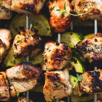 Zesty Herb Chicken and Veggie Skewers | lecremedelacrumb.com Chicken And Veggie Skewers, Chicken Satay Skewers, Chicken Satay Recipe, Inflammation Diet Recipes, Grilled Kabob Recipes, Family Meal Prep, Healthy Grilled, Veggie Skewers, Spicy Peanut Sauce