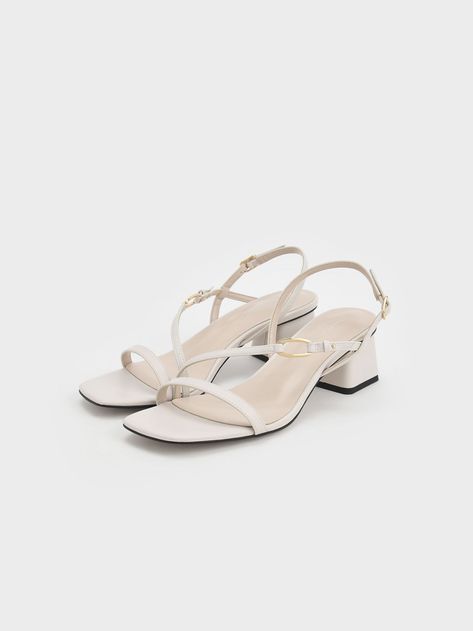 Charles Keith Sandals, Charles And Keith Sandals, Charles And Keith Heels, Flat White Sandals, Small Block Heels, Simple High Heels, White Sandals Flat, Holidays Outfits, Charles And Keith Shoes