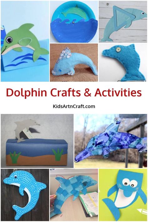 Dolphin Craft For Kindergarten, Dolphin Activities For Preschool, Dolphin Activities, Dolphin Crafts, Montessori Works, Dolphin Craft, Abc Countdown, Preschool Craft Activities, Dolphin Art