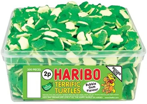 Turtle Birthday Theme, Turtle Tub, Turtle Snacks, Baby Yoda Party, Reptile Birthday Party, Turtle Candy, Haribo Sweets, Yoda Party, Turtles Candy