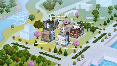 Simsational Designs: Welcome to Bradford Square - Magnolia Promenade Makeover Sims 4 Magnolia Promenade, Sims Royal, Magnolia Promenade, Happy Hobbies, Inside Building, Ts4 Builds, Sims Lots, Sims 4 Traits, Shopping District