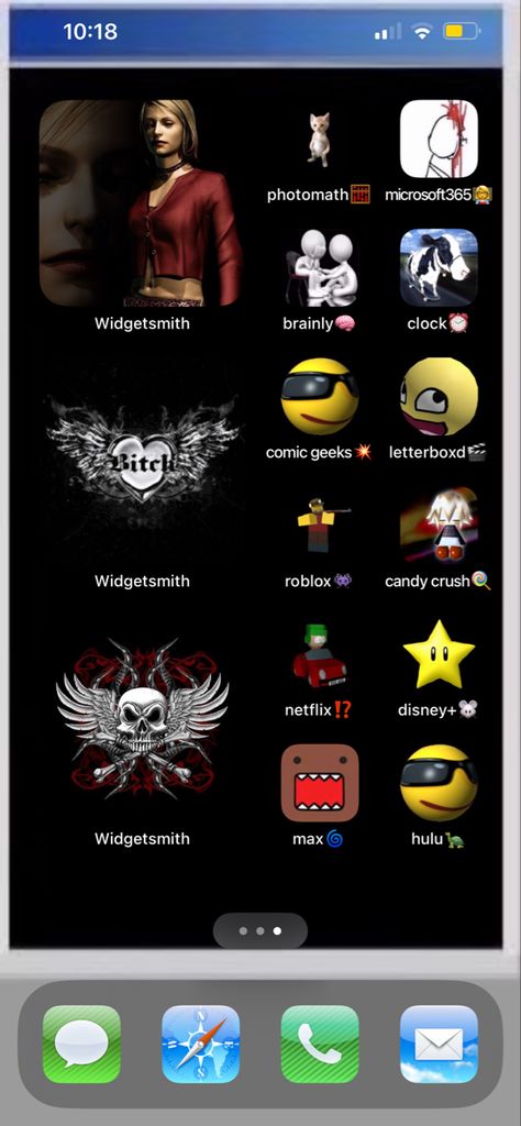 ios layout Alt Iphone Layout, Trashy Y2k Iphone Layout, Emo Widgetsmith Ideas, 2000s Ios Homescreen, Trashy Y2k Phone Layout, Emo Iphone Layout, Phone Themes Y2k, Emo Ios Layout, 2000s Iphone Layout