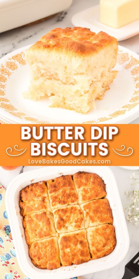 butter dip biscuits pin collage Butter Dip Biscuits, Best Homemade Bread Recipe, Breakfast Recipes Sweet, Biscuit Bread, Favorite Meals, Buttermilk Biscuits, Bread Recipes Homemade, Pastry Recipes, Sweet Breakfast