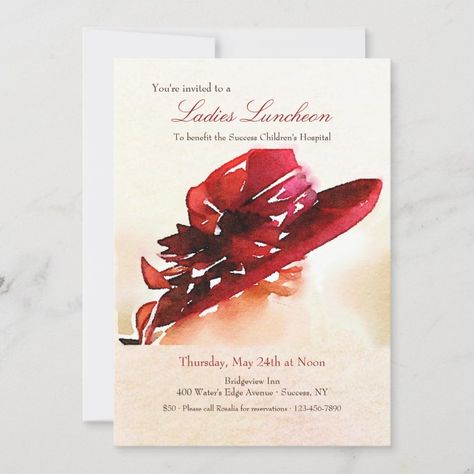 Ladies Luncheon Fundraiser Invitation  Zazzle Charity Event Invitation, Fundraiser Invitation, Kentucky Derby Invitations, Derby Party Invitations, Fashion Show Invitation, Red Hat Ladies, Ladies Luncheon, Kentucky Derby Party, Derby Party