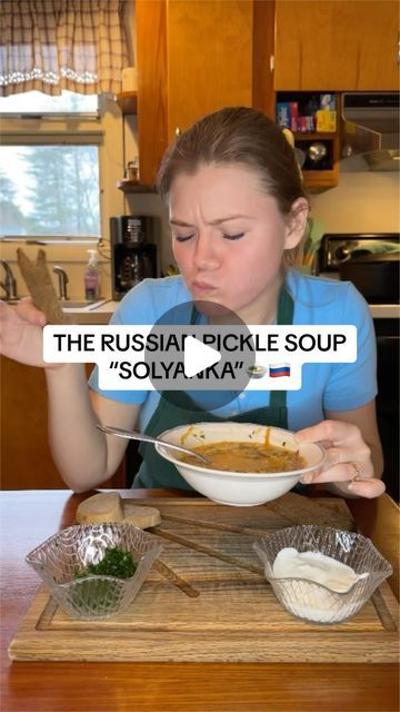 Anya Taiga on Instagram: "Would you try a Pickle Soup?🤪😋😂🇷🇺 #russianfood #russianrecipes #solyanka #souprecepie #soup" Solyanka Soup, Pickle Soup, Goulash, Jambalaya, Gumbo, Soup Recipe, Broth, Food Videos, Soup Recipes